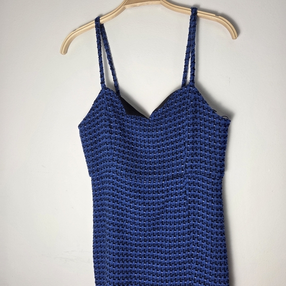NWT Zara Blue Tweed Textured Mini Dress - Picture 9 of 13